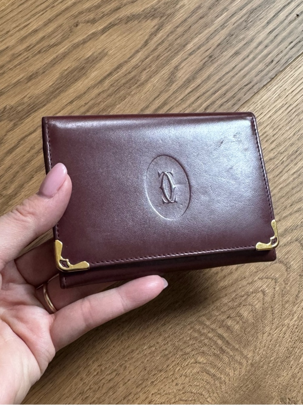 Cartier “Must De Cartier” Burgundy Calfskin Card Holder - GUC+ - Vintage Y2K - Picture 7 of 11